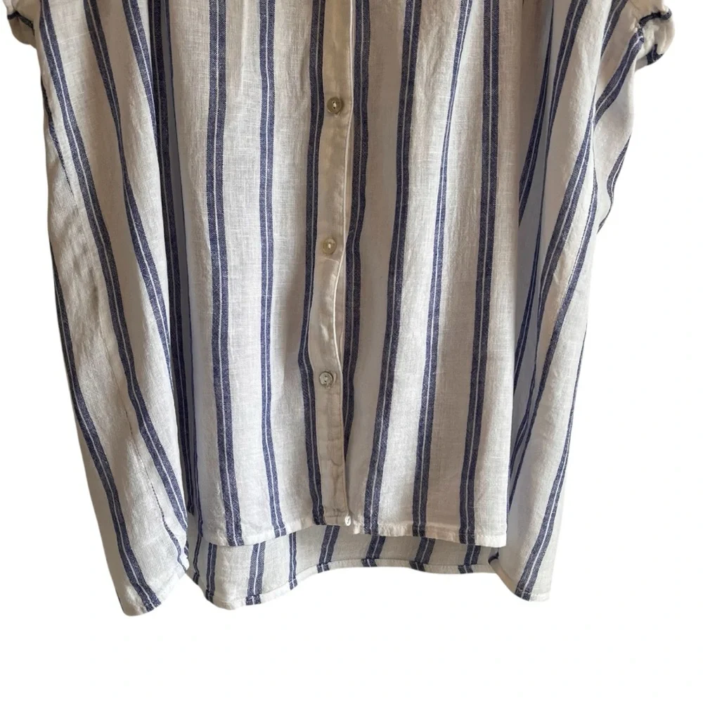 Rails Alena Linen Blouse in Villa Stripe button down size M excellent condition - Picture 7 of 14